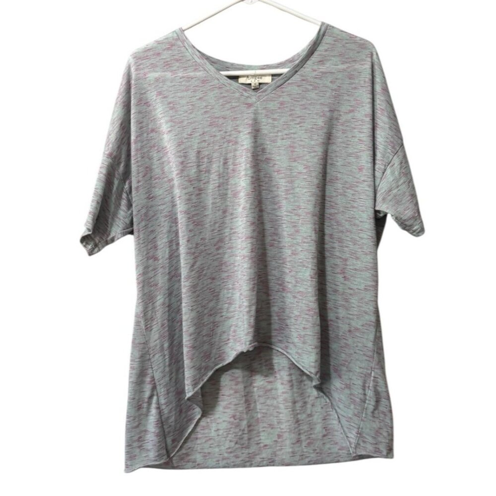 Umgee Women Short Sleeve Shirt Size Medium Lightweight Cotton Blend Hi Low Beach